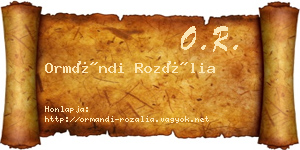 Ormándi Rozália névjegykártya